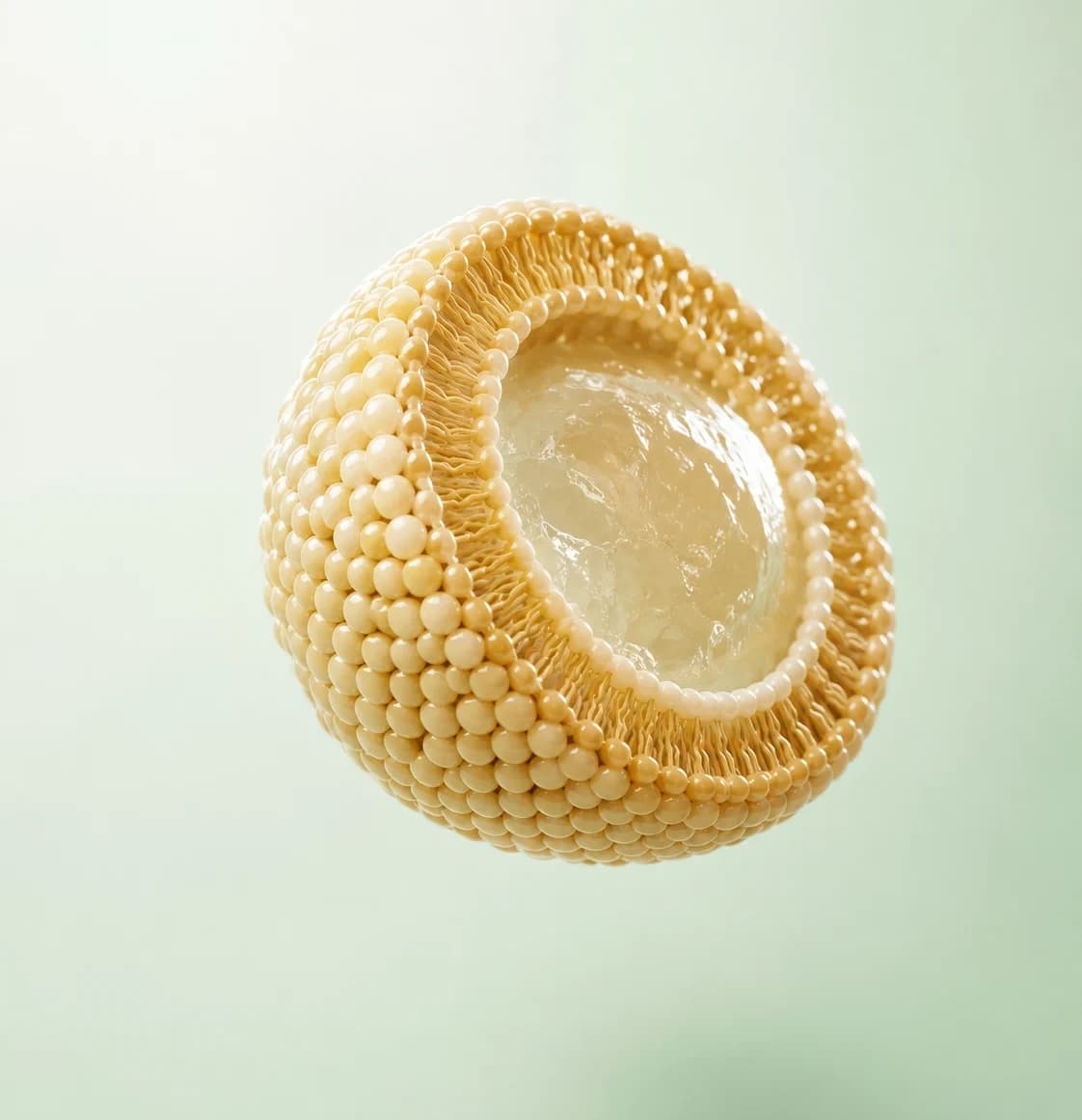Cross-section of a liposome — a microscopic lipid vesicle enclosing Trichovita's active ingredients